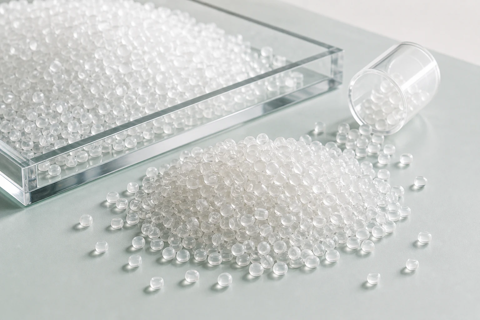 Transparent Impact Modifier Granule for PP, ABS, PC plastic applications, Transparent impact modification additive product sample